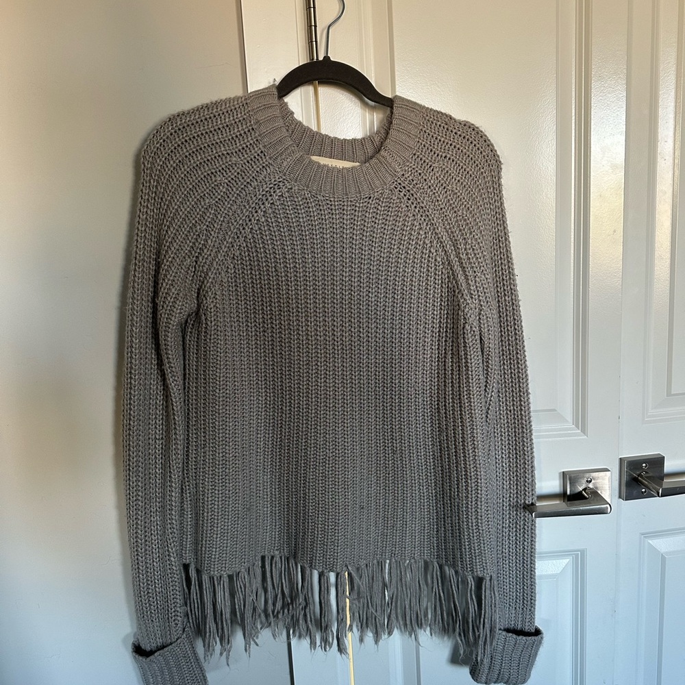 Lovestitch Gray Fringe Sweater